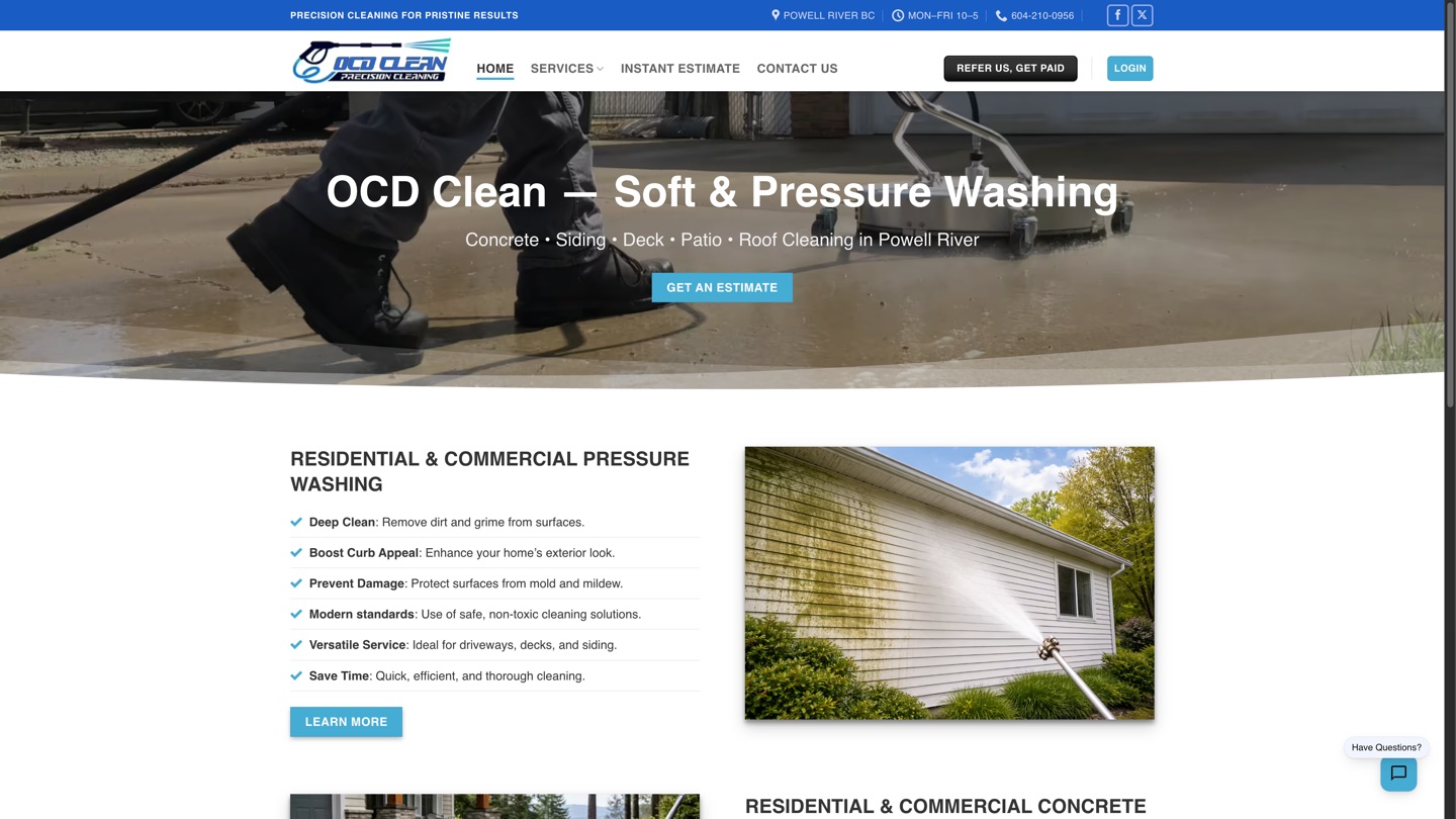 Pressure & Soft Washing — Powell River homepage